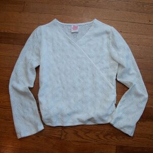 Girls Belle Du Jour Girls Faux Wrap Dress White Eyelet Lace Shirt Large